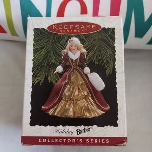Barbie 1996 4th In Holiday Barbie Series Hallmark Christmas Ornament  Brand New